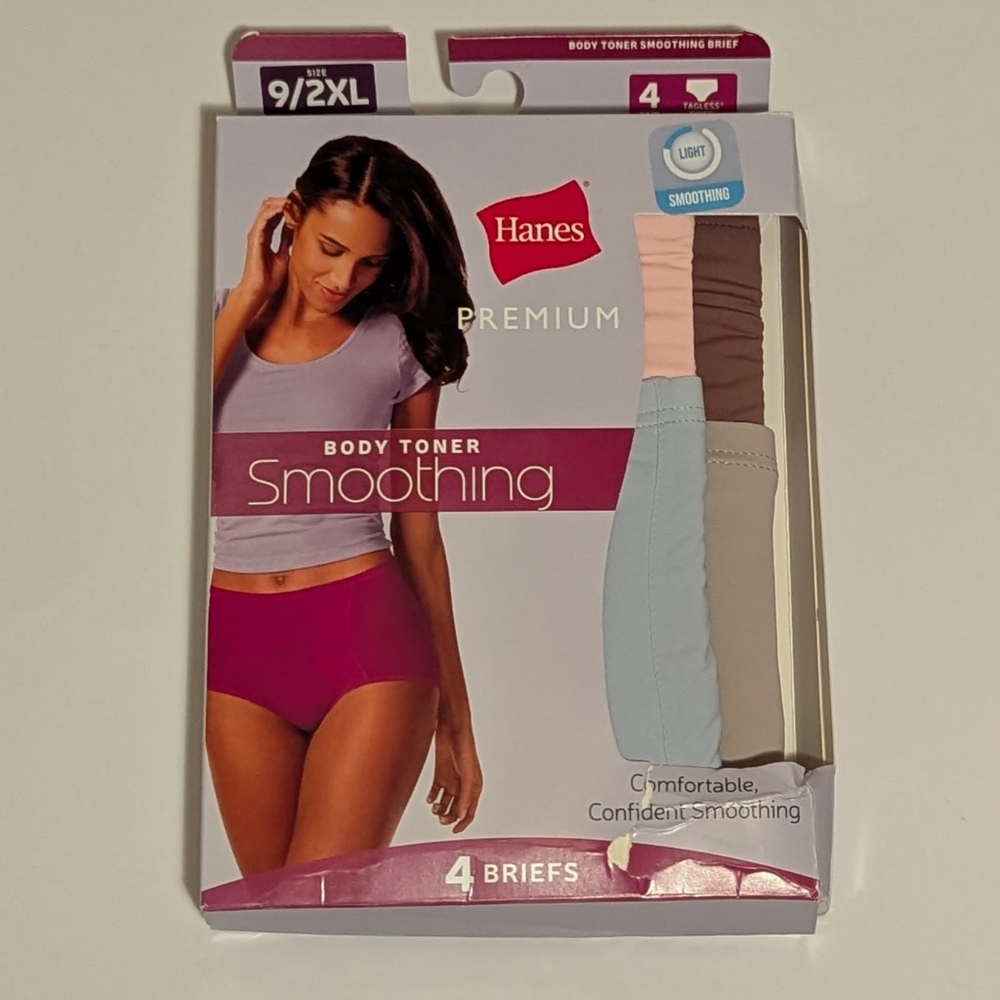 Hanes Premium 4 Pack Body Toner Smoothing Briefs Size 9/XXL/2XL New/Open Box - Picture 6 of 10